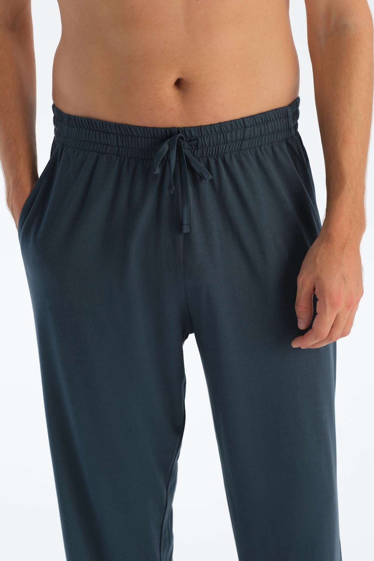 Kırmızı Yarım Patlı Uzun Kollu Penye Modal Tişört Pantolon Pijama Takı