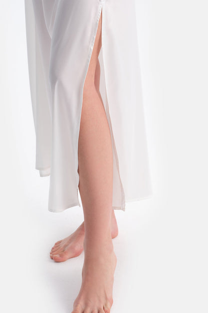 Beyaz Dantel Detaylı Saten Brıde Gecelik