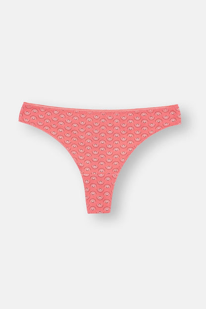Mürdüm-pembe-turkuaz Kadın 3'lü Desenli Thong Külot