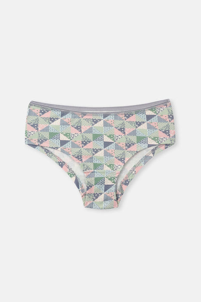 Gri-soft Pembe Soft Kadın 3'lü Desenli Hipster Külot