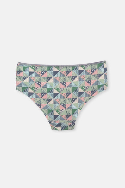 Gri-soft Pembe Soft Kadın 3'lü Desenli Hipster Külot