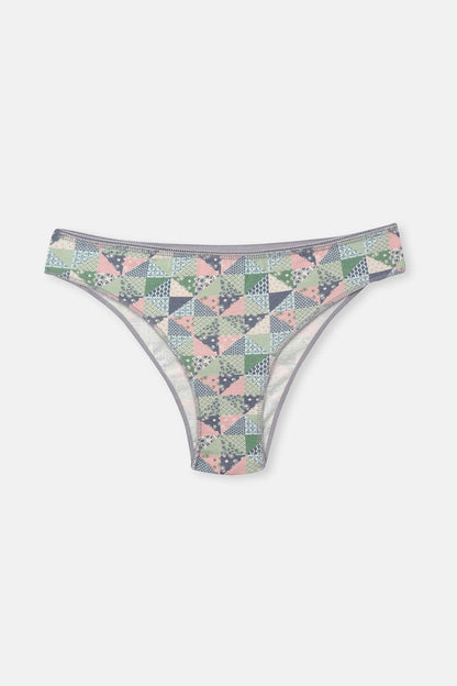 Gri-soft Pembe Soft Kadın 3'lü Desenli Brazilian Külot