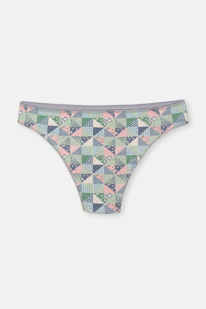 Gri-soft Pembe Soft Kadın 3'lü Desenli Brazilian Külot