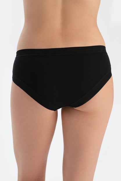 Siyah Basic Paça Ve Bel Dantel Detaylı Hipster Külot