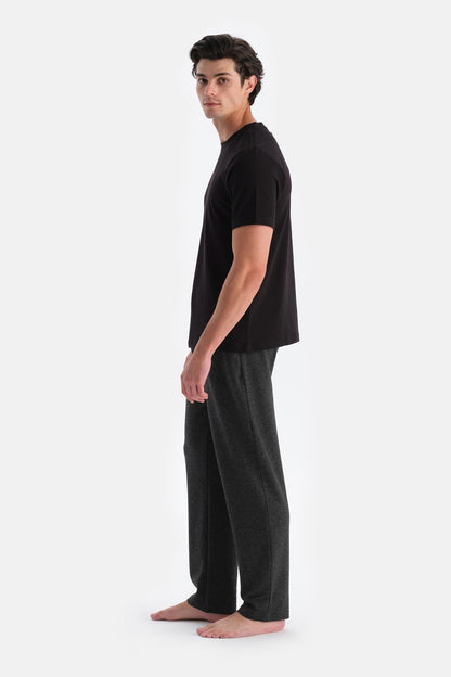 Füme Jakarlı Örme Pantolon Pijama Altı