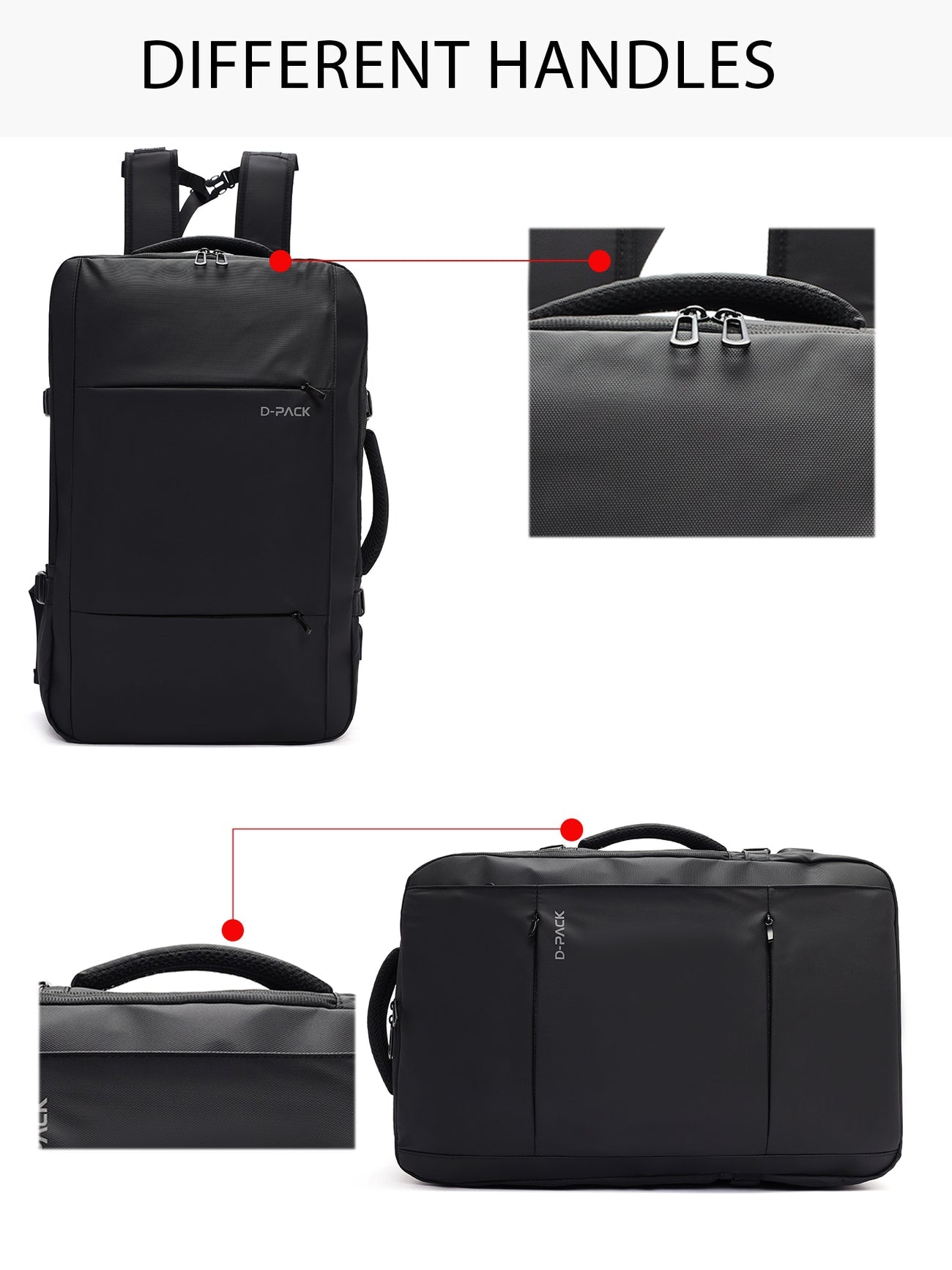 D-pack Erkek Siyah Teknolojik Kumaş Sırt Çantası