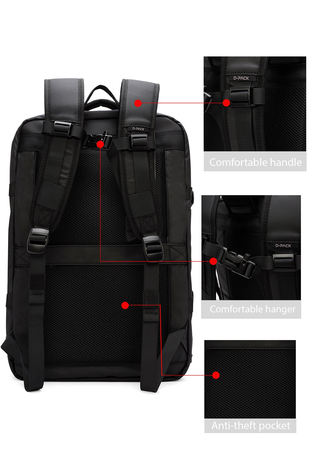 D-pack Erkek Siyah Teknolojik Kumaş Sırt Çantası