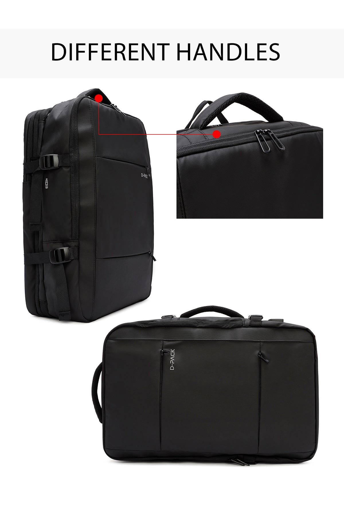 D-pack Erkek Siyah Teknolojik Kumaş Sırt Çantası