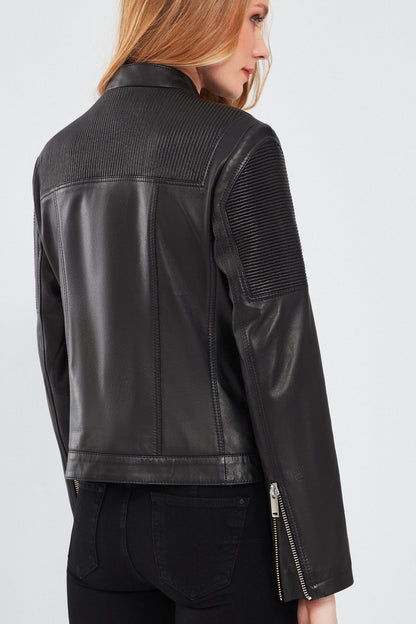 Milano Kadın Siyah Kısa Deri Ceket