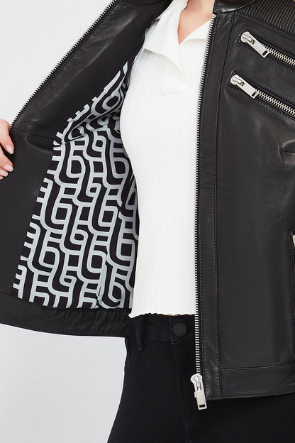 Milano Kadın Siyah Kısa Deri Ceket