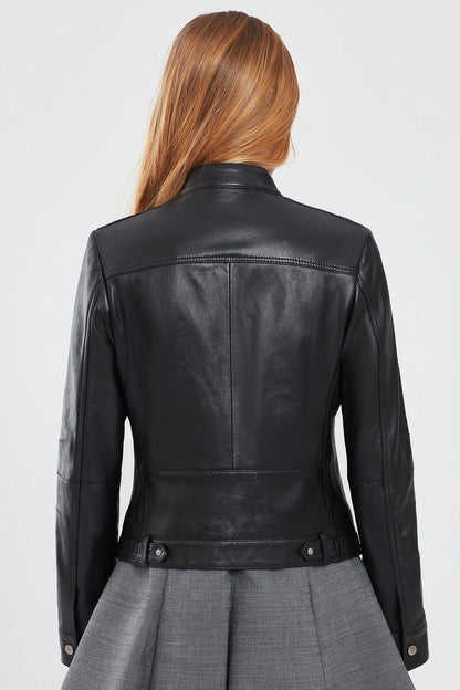 Vicky Kadın Siyah Kısa Deri Ceket