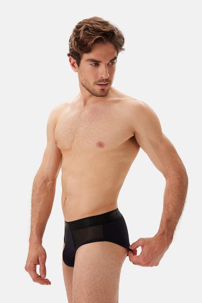 Siyah Yan Detaylı Slip