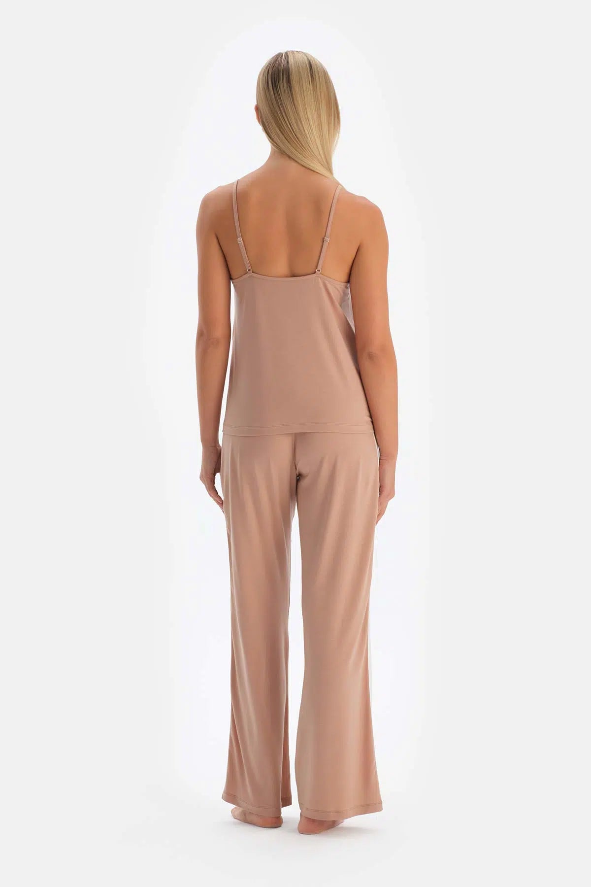 Açık Kahve Basic Ince Askılı Atlet Pijama Üstü