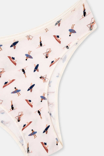 Multicolor Kadın 3'lü Desenli Normal Bel Brazilian Külot