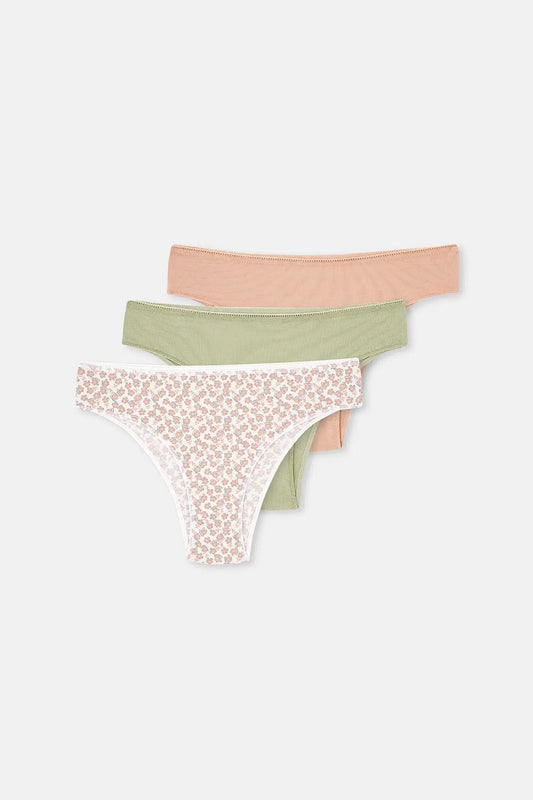 Multicolor Kadın 3'lü Desenli Brazılıan Külot