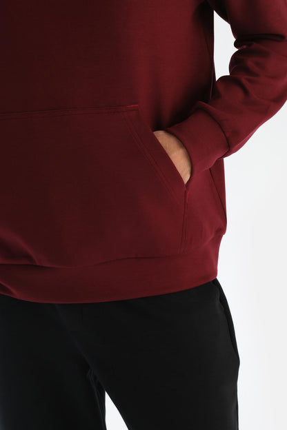 Bordo Erkek Modal Kapişonlu Sweatshırt
