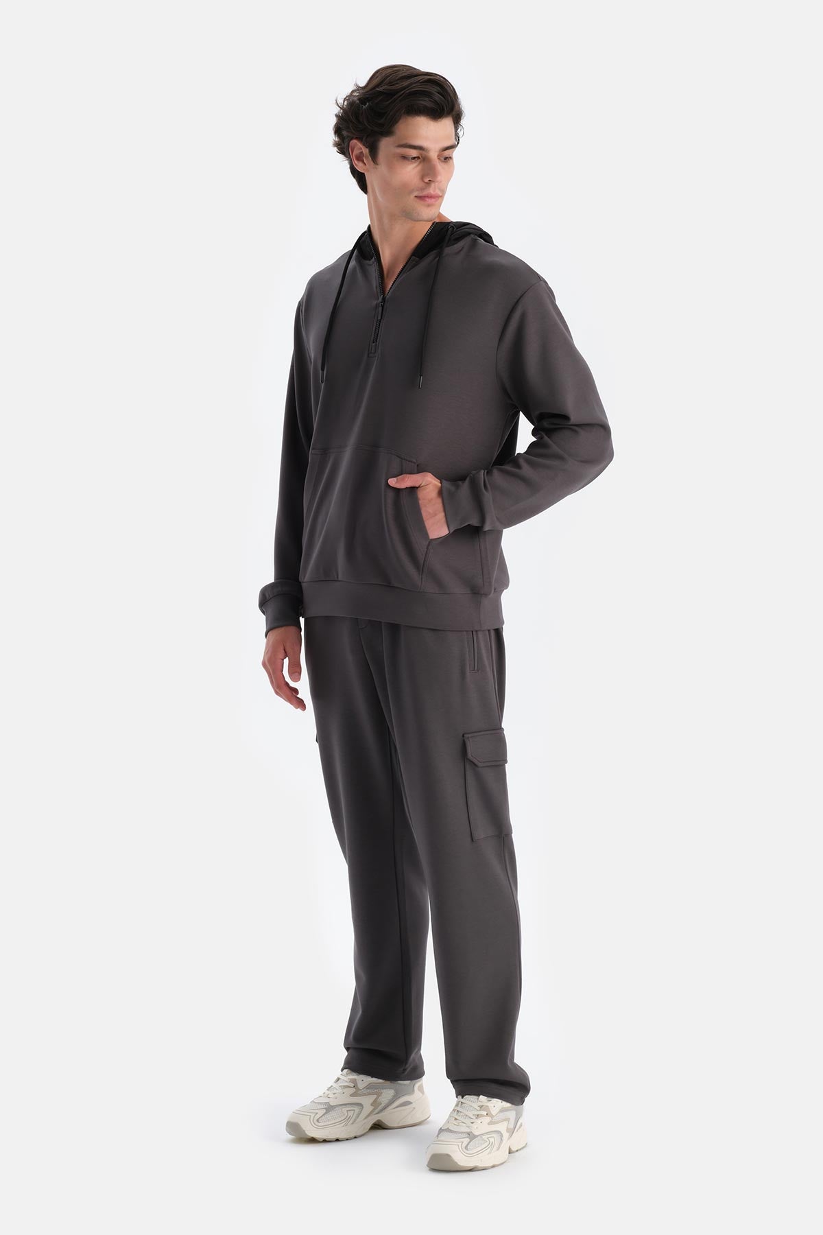 Antrasıt Erkek Kapişonlu Modal Sweatshırt