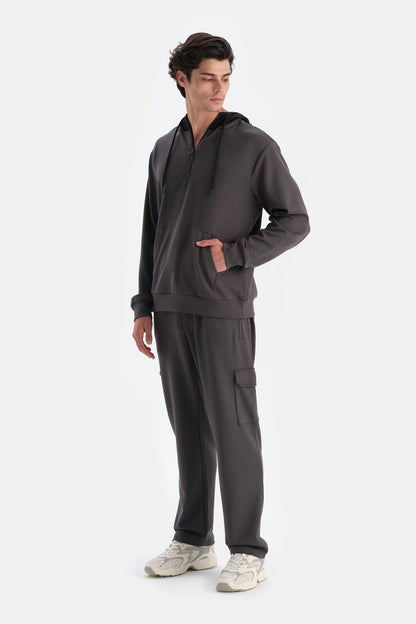 Antrasıt Erkek Kapişonlu Modal Sweatshırt