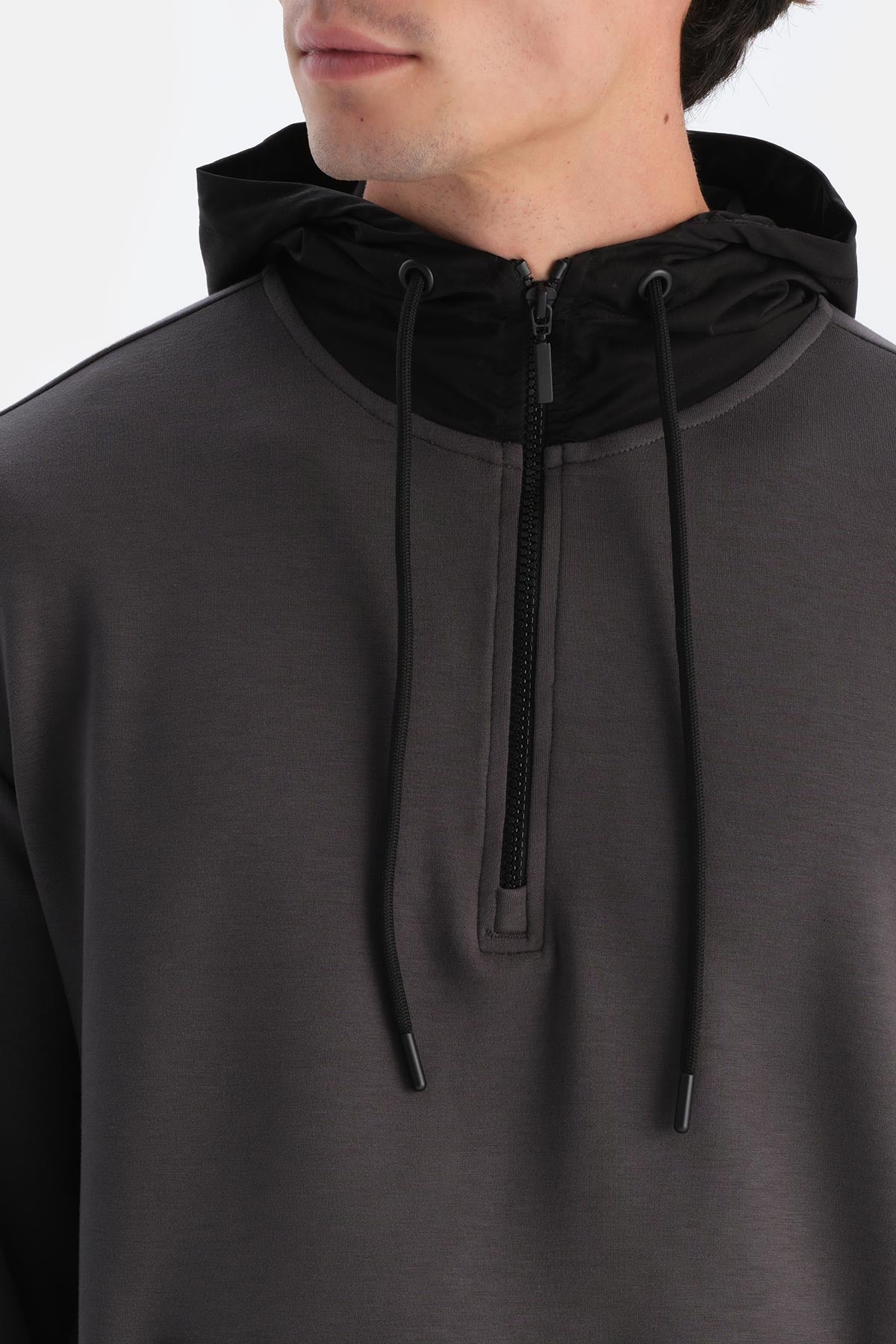 Antrasıt Erkek Kapişonlu Modal Sweatshırt