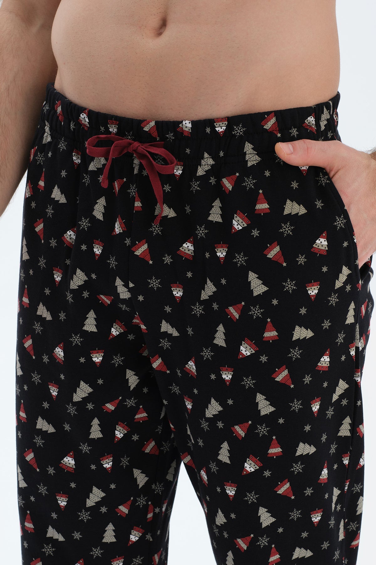 Siyah Metraj Baskılı Ipek Apre Interlok Pijama Takımı