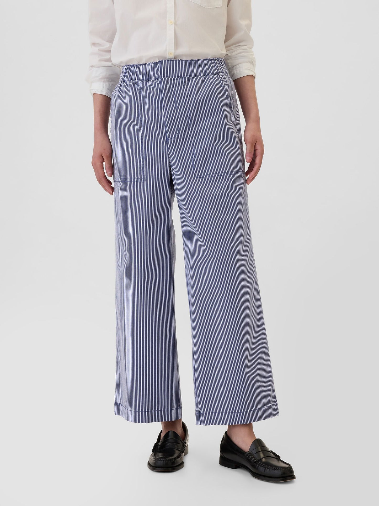 Mavi Mid Rise Çizgili Easy Wide-leg Khaki Pantolon