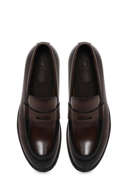 Erkek Kahverengi Deri Casual Loafer