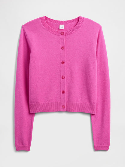 Pembe Cashsoft Bisiklet Yaka Hırka