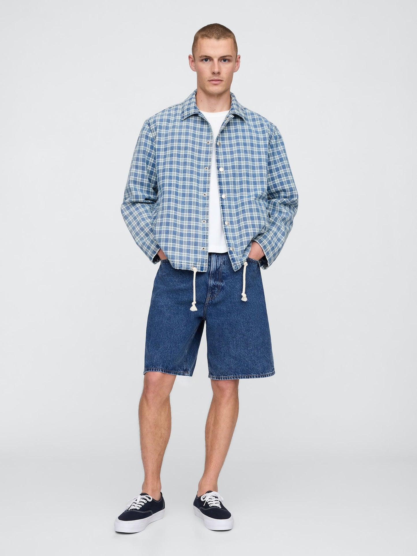 Mavi '90s Loose Denim Şortlar