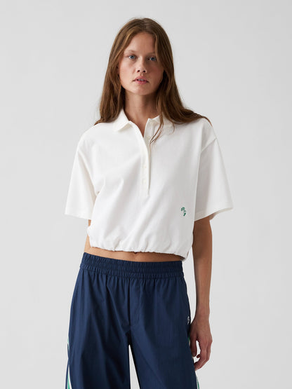 Beyaz Gap × Malbon Cinch Crop Polo T-shirt