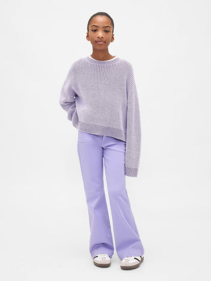 Lila High Rise '70s Flare Jean Pantolon