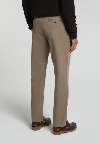 Regular Fit Orta Bel Düz Paça Erkek Bej Pantolon