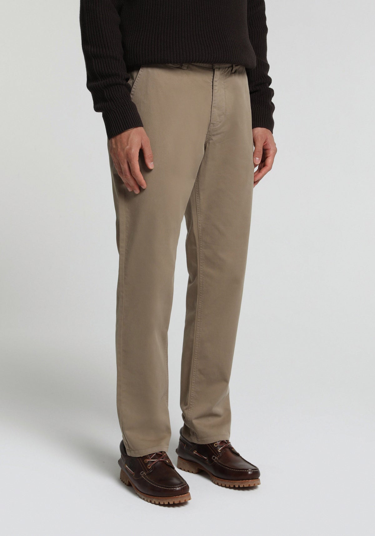 Regular Fit Orta Bel Düz Paça Erkek Bej Pantolon