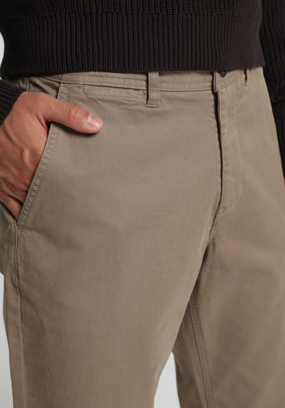 Regular Fit Orta Bel Düz Paça Erkek Bej Pantolon