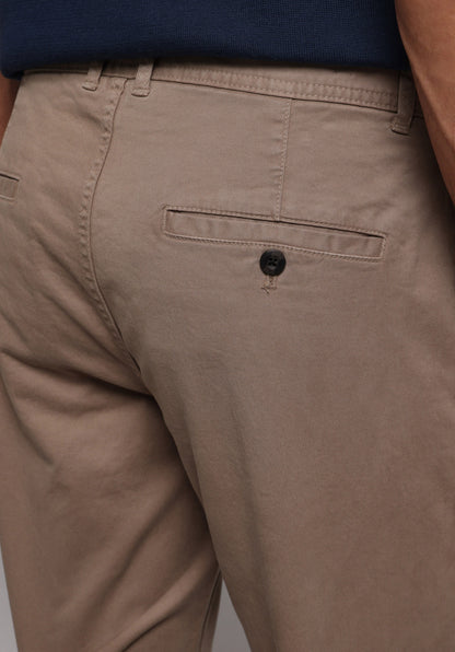 Regular Fit Orta Bel Düz Paça Erkek Bej Pantolon