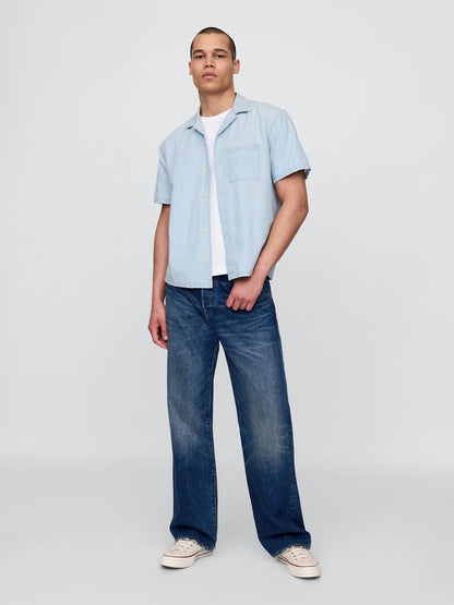 Açık Mavi Relaxed Denim Gömlek