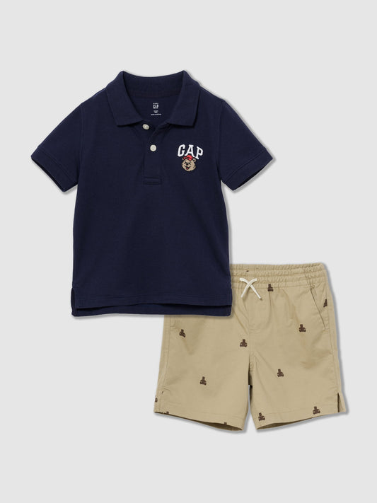 Lacivert Baby & Toddler Brannan Bear Polo Outfit Set