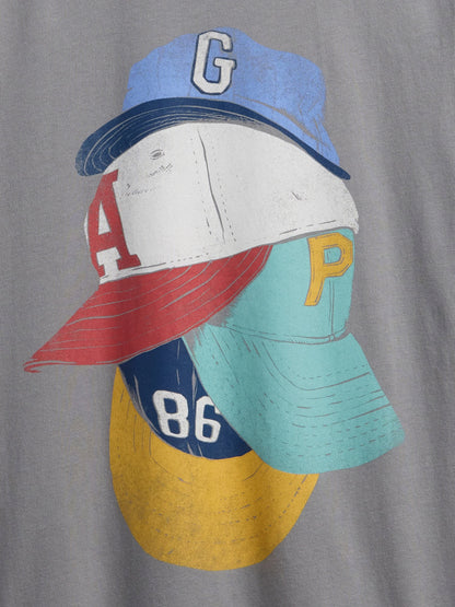 Gri Grafik Baskılı T-shirt