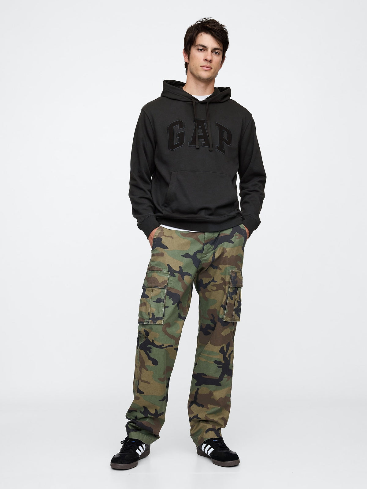 Siyah Gap Logo Fransız Havlu Kumaş Sweatshirt