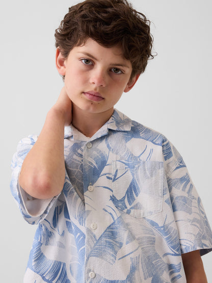 Mavi Kids Textured Floral Relaxed Vacay Gömlek