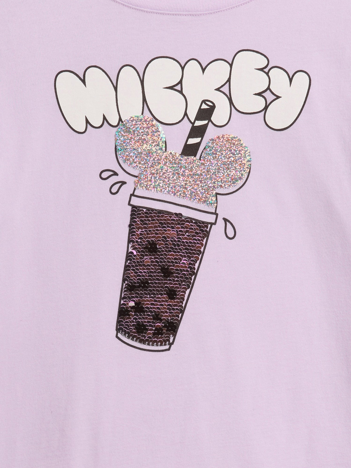 Lila Disney Oversized Flippy Sequins Grafik Baskılı T-shirt