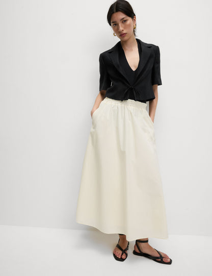 Keten Twill Karışımlı Kısa Kollu Kısa Ceket