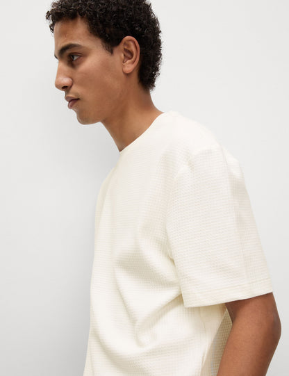 Saf Pamuklu Relaxed Waffle T-shirt