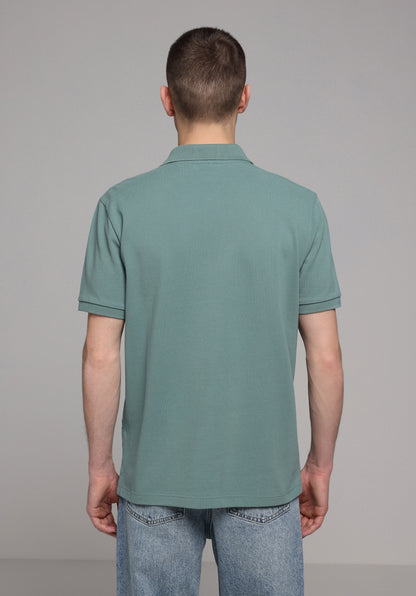 Regular Fit Polo Yaka Düz Erkek Yeşil Cepsiz Kısa Kol Tişört