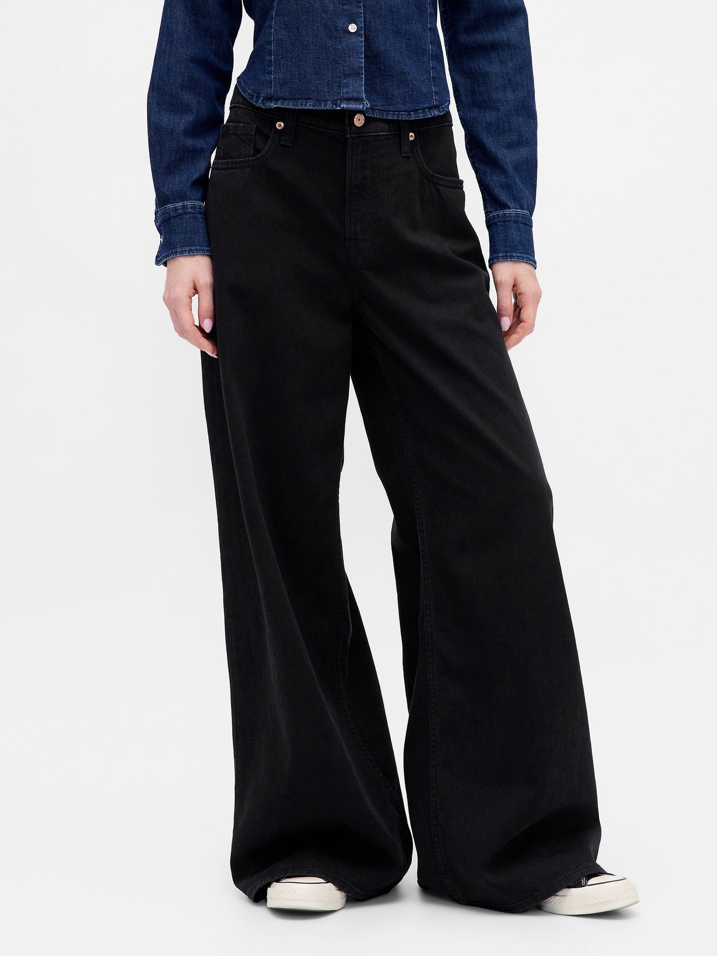 Siyah Mid Rise Ultrasoft Extra Baggy Jean Pantolon