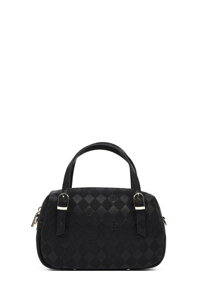 Kadın Siyah Uzun Askılı Baskılı Çapraz Çanta