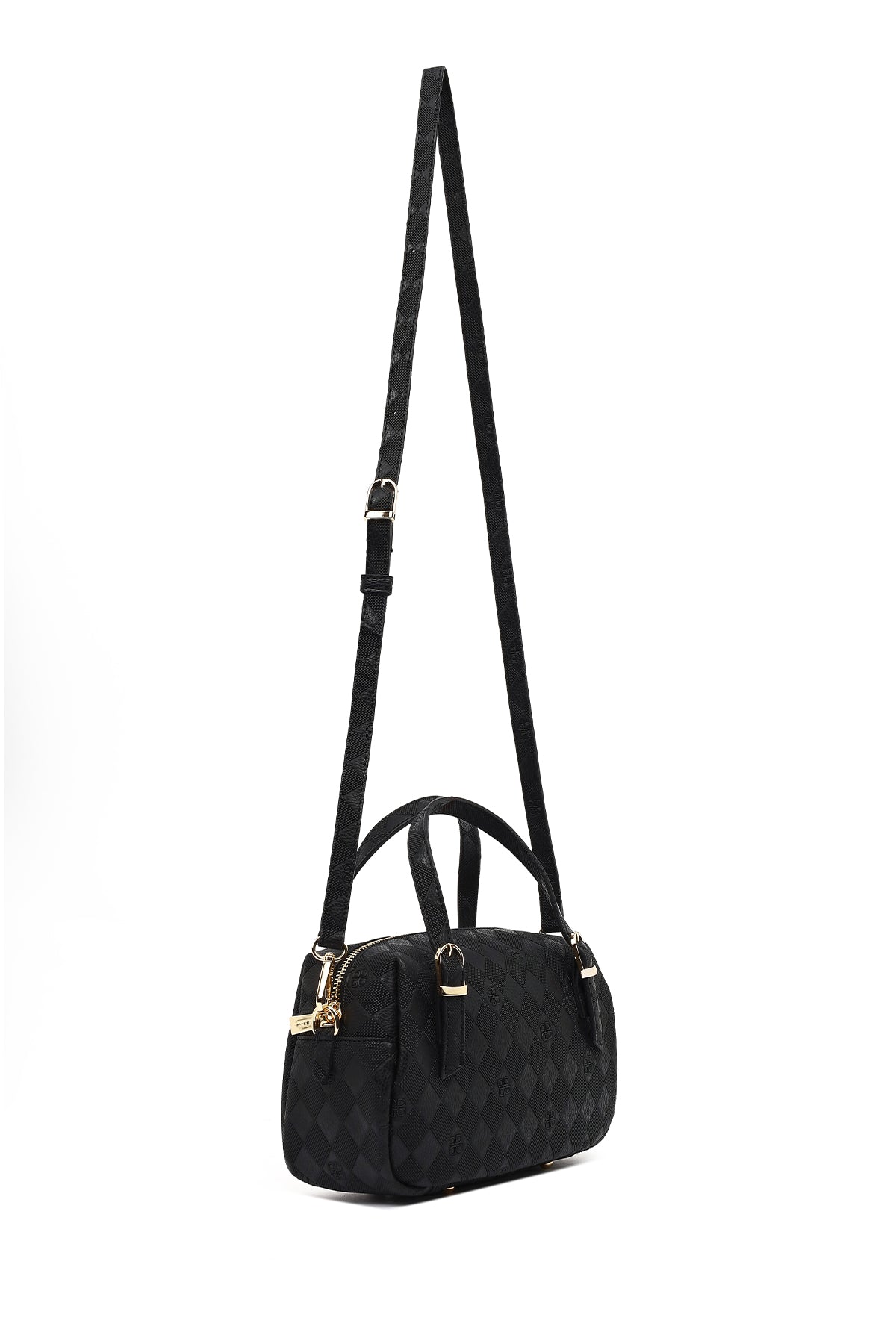 Kadın Siyah Uzun Askılı Baskılı Çapraz Çanta