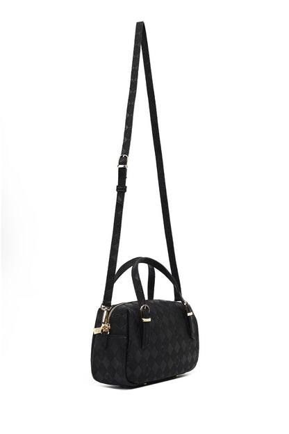 Kadın Siyah Uzun Askılı Baskılı Çapraz Çanta