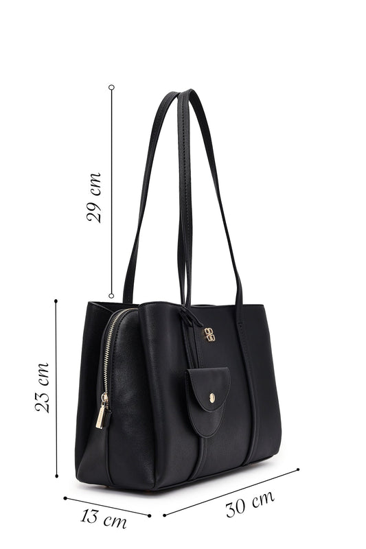 Kadın Siyah Aksesuarlı Omuz Çantası