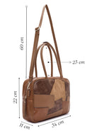 Kadın Kahverengi Uzun Askılı Desenli Kol Çantası