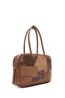 Kadın Kahverengi Uzun Askılı Desenli Kol Çantası